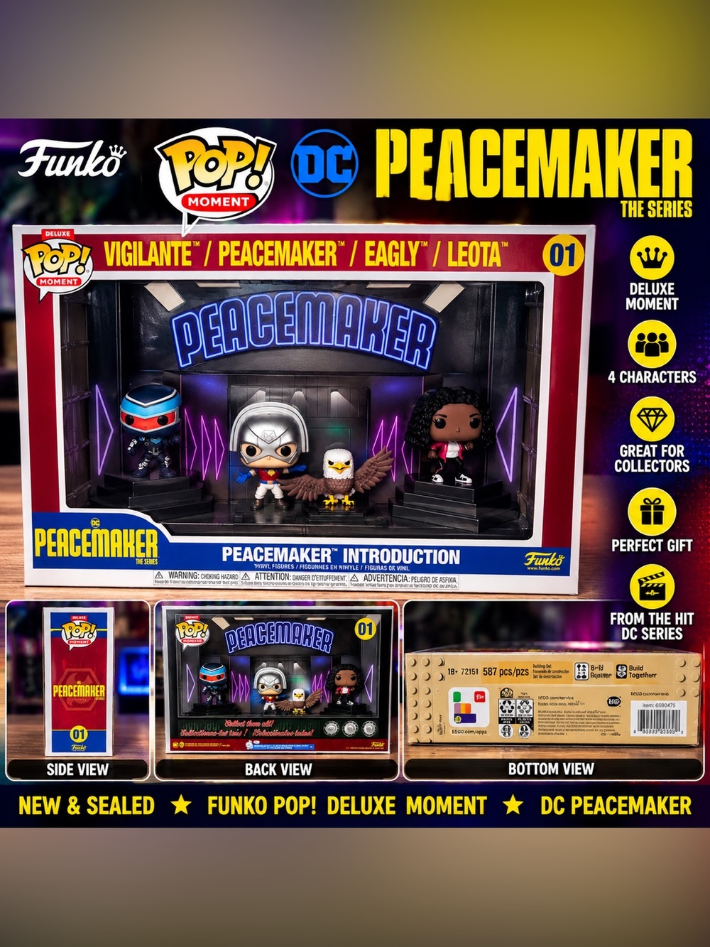 Funko Peacemaker Introduction Deluxe Moment - Black, Silver, Blue Figures